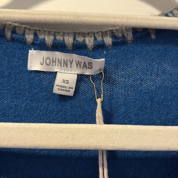 Johnny Was NWT Teal V-Neck Sweater with Butterfly Embroidery - Picture 2 of 4